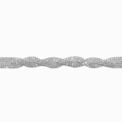 Claire's Colliers-Ras-de-cou torsadé tressé pavé strass couleur argentée