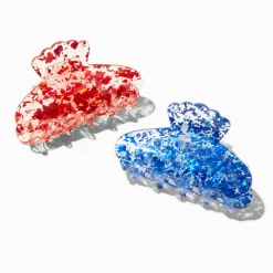 Claire's Barrettes Et Pinces-Red & Blue Glitter Hair Claws - 2 Pack