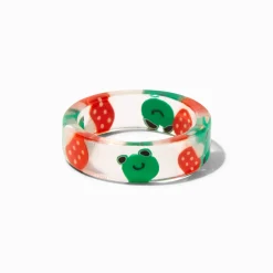 Claire's Bagues-Red Mushrooms & Green Frogs Resin Ring