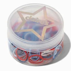 Claire's Élastiques-Red, White, & Blue Star No More Snag Hair Ties - 150 Pack