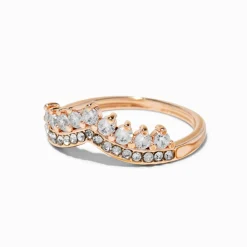 Claire's Bagues-Rose Gold-tone Cubic Zirconia Tiara Ring