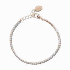 Claire's Bracelets-Rose Gold-tone Cubic Zirconia Tiny Tennis Bracelet