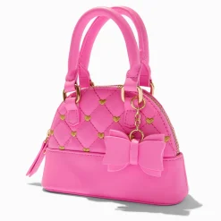 Claire's Sacs À Main Et Sacs Cabas-Sac à bandoulière période des fêtes matelassé rose avec cœurs couleur dorée