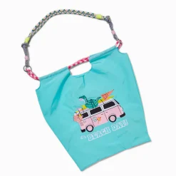 Claire's Sacs À Main Et Sacs Cabas-Sac cabas bleu sarcelle camionnette rétro « It's Beach Day »