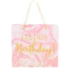 Claire's Sacs Et Boîtes Cadeaux-Sac cadeau effet marbré Joyeux Anniversaire taille moyenne - Rose