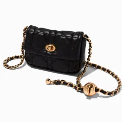 Claire's Sacs À Bandoulière|Sacs Banane-Sac ceinture matelassé noir couleur dorée