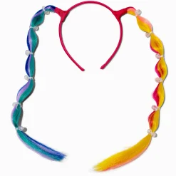 Claire's Bandeaux Et Serre-têtes|Perruques Et Extensions-Serre-tête avec cheveux synthétiques tresse bulles arc-en-ciel Claire's Club