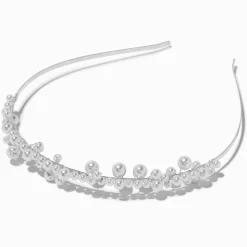 Claire's Bandeaux Et Serre-têtes-Serre-tête bouquet de perles d’imitation couleur argentée