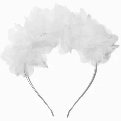 Claire's Bandeaux Et Serre-têtes-Serre-tête couronne de fleurs fantaisistes blanches