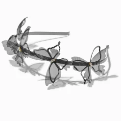 Claire's Bandeaux Et Serre-têtes-Serre-tête double rang papillon organza noir