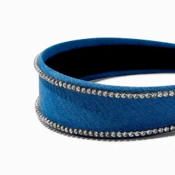 Claire's Bandeaux Et Serre-têtes-Serre-tête en denim bleu bordure en strass