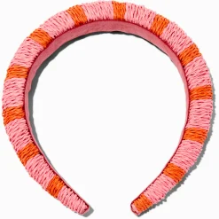 Claire's Bandeaux Et Serre-têtes-Serre-tête en rotin rayé rose et orange