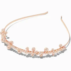 Claire's Bandeaux Et Serre-têtes-Serre-tête grappe de perles d'imitation couleur doré rose