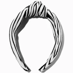 Claire's Bandeaux Et Serre-têtes-Serre-tête noué à rayures noirs et blancs