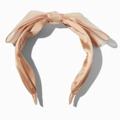 Claire's Bandeaux Et Serre-têtes-Serre-tête à nœud en tissu chenille crème