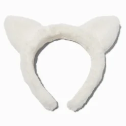 Claire's Bandeaux Et Serre-têtes-Serre-tête oreilles de chat blanc en fausse fourrure