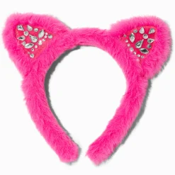 Claire's Bandeaux Et Serre-têtes-Serre-tête oreilles de chat roses avec strass Claire's Club