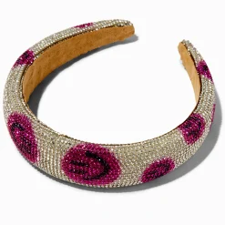 Claire's Bandeaux Et Serre-têtes-Serre-tête orné de strass visage heureux rose