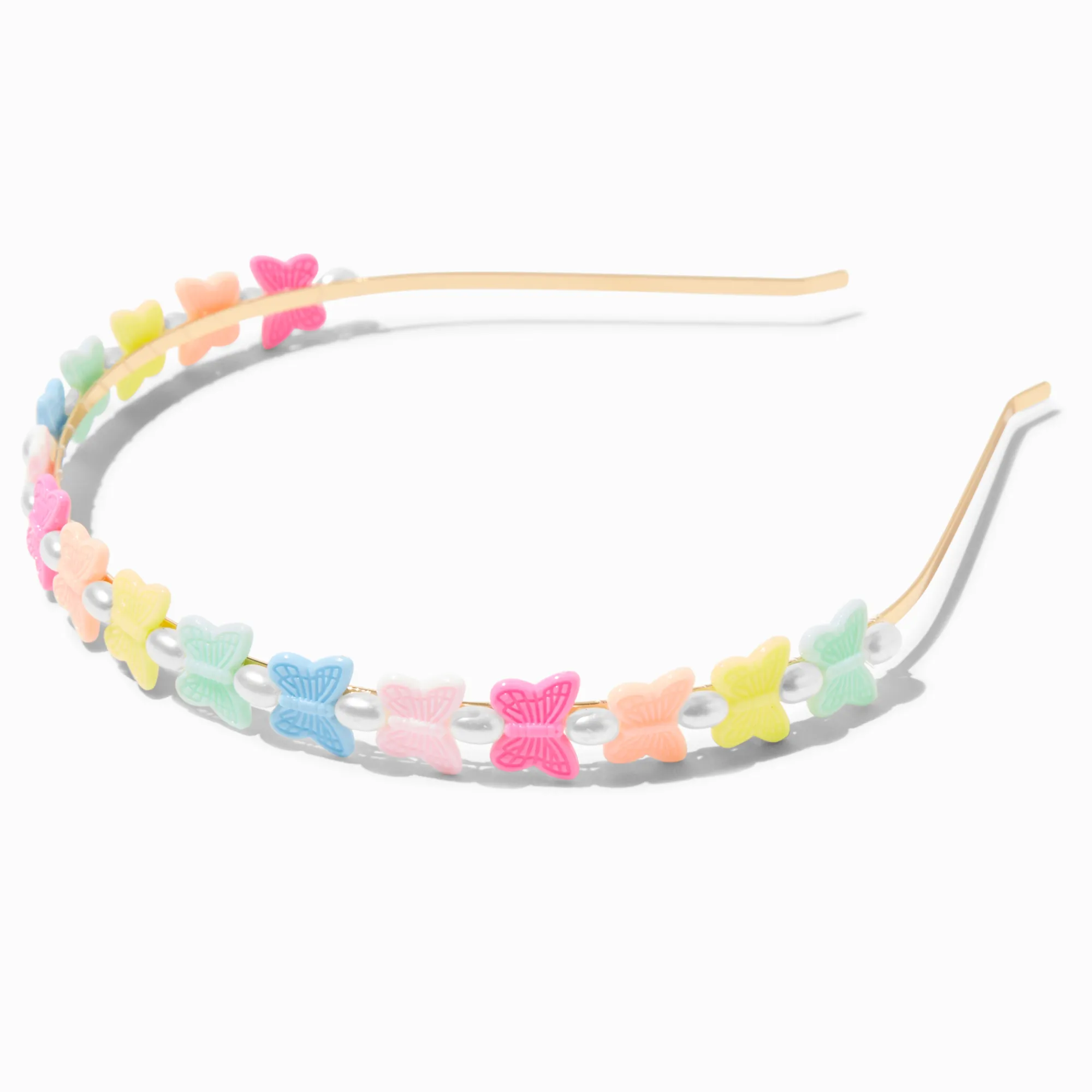 Claire's Bandeaux Et Serre-têtes-Serre-tête papillon fluo perle d'imitation Claire's Club
