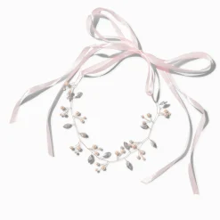 Claire's Bandeaux Et Serre-têtes-Serre-tête perles d'imitation et feuilles de strass couleur doré rose