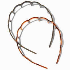 Claire's Bandeaux Et Serre-têtes-Serre-têtes à festons en bois d'imitation marron - Lot de 2
