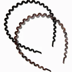 Claire's Bandeaux Et Serre-têtes-Serre-têtes ondulés brillants noir et gris - Lot de 2