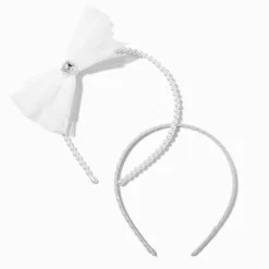 Claire's Bandeaux Et Serre-têtes-Serre-têtes perles d'imitation et nœud blanc Claire's Club - Lot de 2