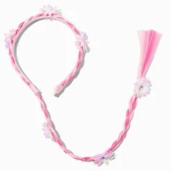 Claire's Bandeaux Et Serre-têtes-Serre-tête tressé floral rose Claire's Club