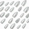 Claire's Ongles-Silver Bling Stiletto Vegan Faux Nail Set - 24 Pack