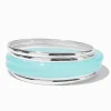 Claire's Bracelets-Silver-tone & Turquoise Resin Bangle Bracelets - 5 Pack