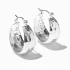 Claire's Anneaux-Silver-tone Chunky Textured Hoop Earrings