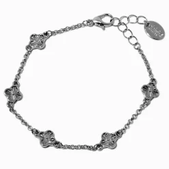 Claire's Bracelets-Silver-tone Clover Chain Bracelet
