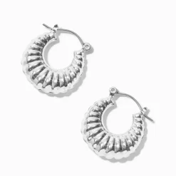 Claire's Anneaux-Silver-tone Crescent Hoop Earrings