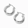 Claire's Anneaux-Silver-tone Criss-Cross Hoop Earrings