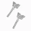 Claire's Pendantes-Silver-tone Crystal Pavé Butterfly Micro Drop Earrings