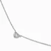 Claire's Colliers-Silver-tone Cubic Zirconia Heart Pendant Necklace