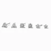 Claire's Clous D'oreilles-Silver-tone Cubic Zirconia 5mm Heart, Round, & Star Stud Earrings - 3 Pack
