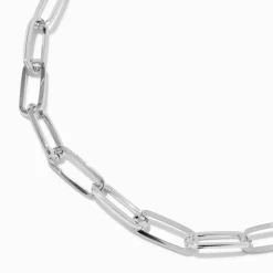 Claire's Colliers-Silver-tone Large Paperclip Short Chain Necklace