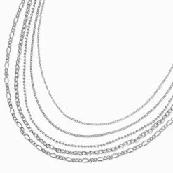 Claire's Colliers-Silver-tone Mixed Multi-Strand Chain Necklace