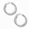 Claire's Anneaux-Silver-tone Pearl Inner Hoop Earrings