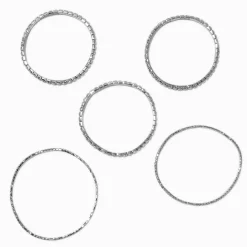 Claire's Bracelets-Silver-tone Rhinestone Stretch Bracelets - 5 Pack