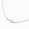 Claire's Colliers-Silver-tone Sideway Cross Pendant Necklace