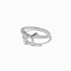 Claire's Bagues|Bijoux Premium-Silver-tone Stainless Steel Bow Ring