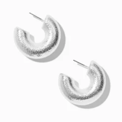 Claire's Anneaux-Silver-tone Thick Foil Hoop Earrings