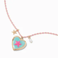 Claire's Colliers-Starfish Heart Locket Pendant Necklace