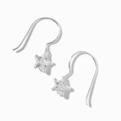 Claire's Pendantes-Sterling Silver Crystal Star Drop Earrings