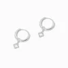 Claire's Anneaux-Sterling Silver Pavé Clover 12mm Clicker Hoop Earrings