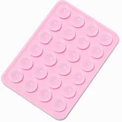 Claire's Accessoires Téléphone-Support adhésif pour coque de portable à ventouse en silicone rectangulaire rose