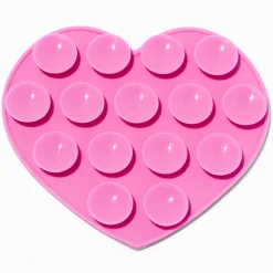 Claire's Accessoires Téléphone-Support adhésif pour coque de portable à ventouse en silicone cœur rose