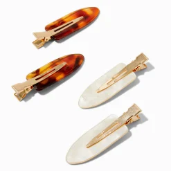 Claire's Barrettes Et Pinces-Tortoiseshell No Crease Hair Styling Clips - 4 Pack